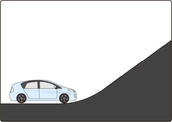 急勾配の坂道での踏み込み